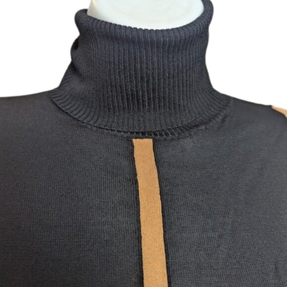 Black and Beige Turtleneck Top Size Medium - Picture 2 of 5